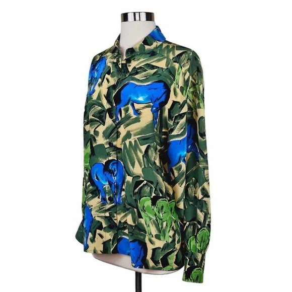 ESCADA Margaretha Ley Vintage Silk Shirt Wild Horses Print Size 36 - Picture 6 of 11